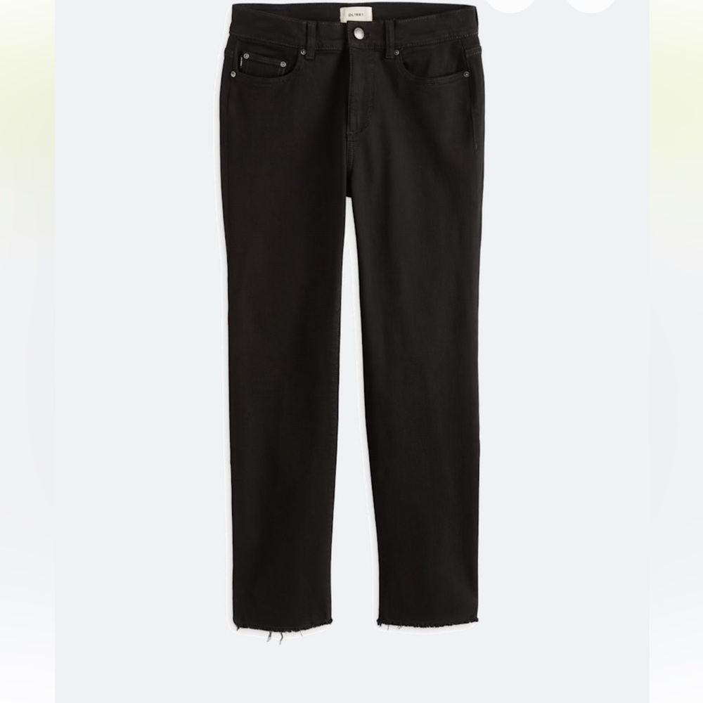 DL1961 Mara Mid Rise Ankle Straight Leg Jeans with Frayed Hem